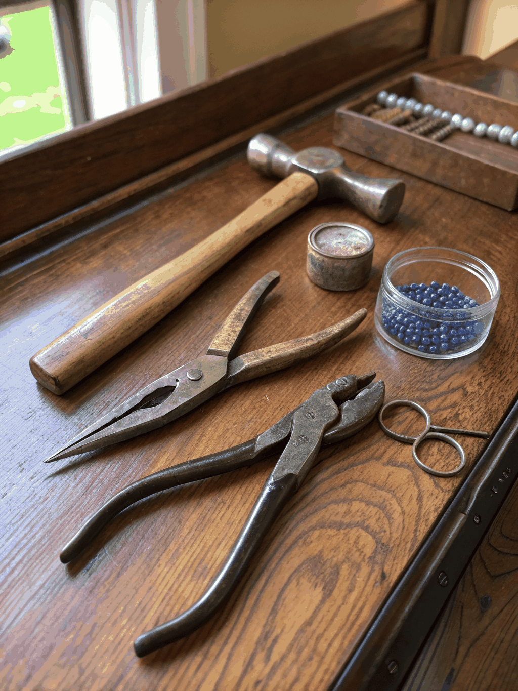 Desert-worn tools on a clean workbench